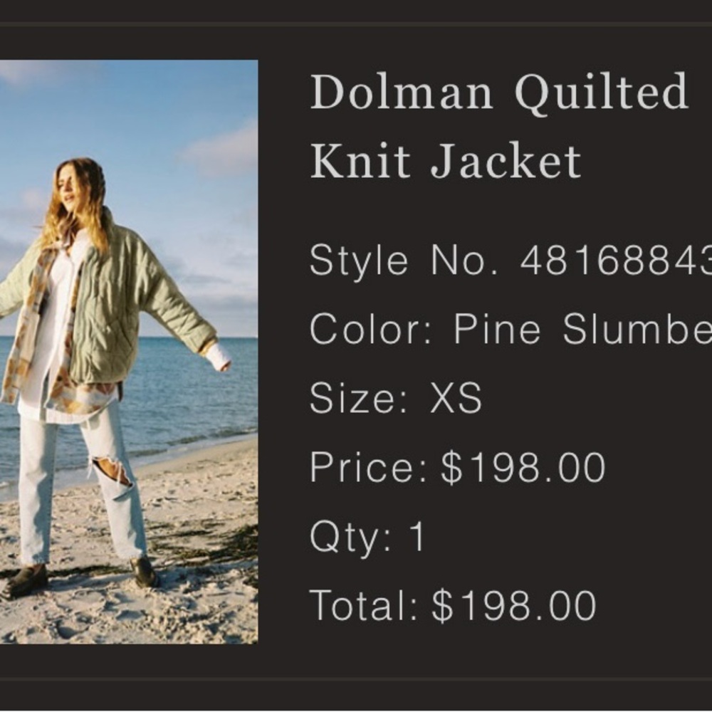 Free People- Dolman Quilted Knit Jacket - Pine XS - Picture 2 of 10